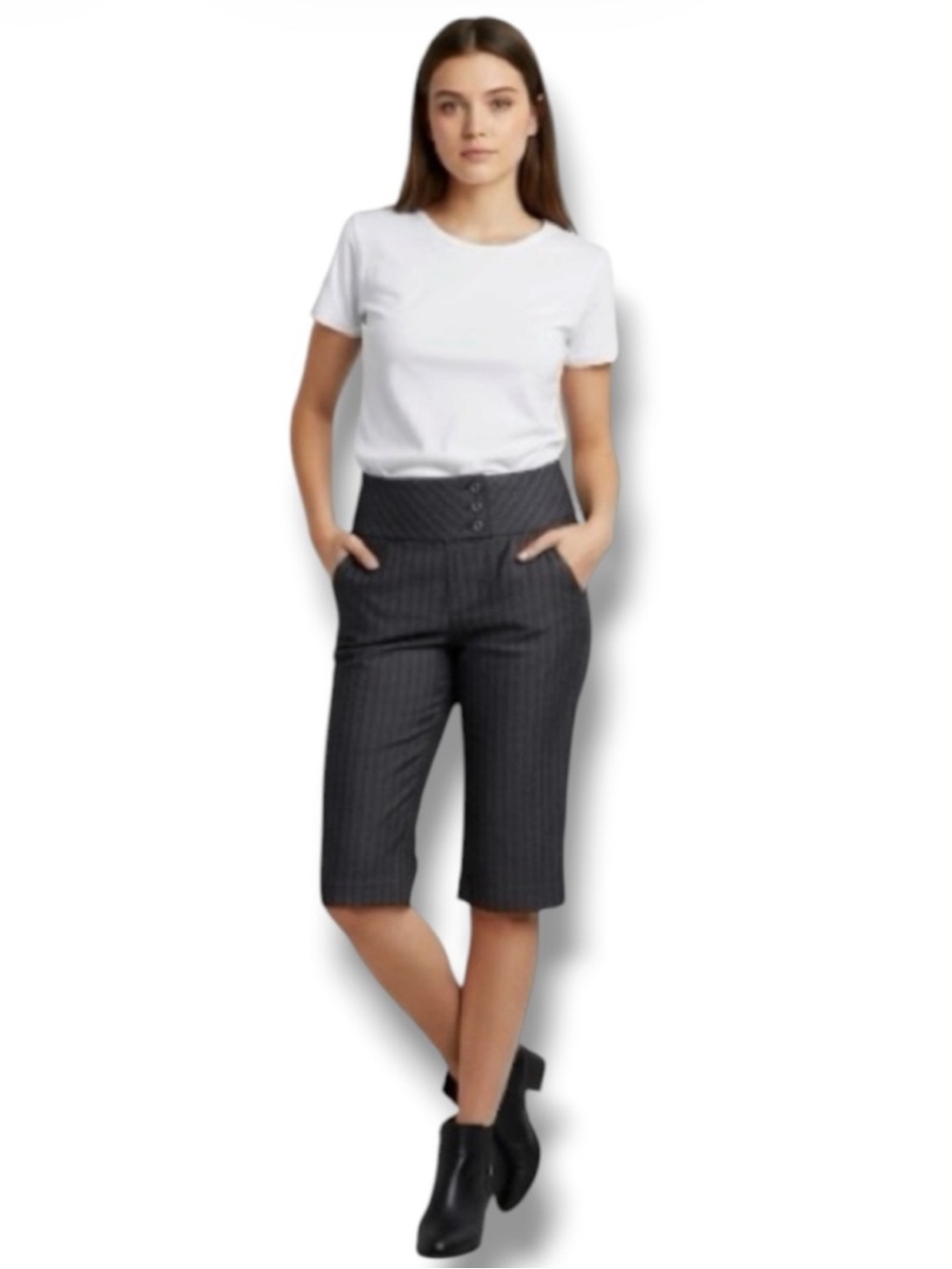 Joe Benbasset Y2K Pinstripe Capri Pants Bermuda Shorts - Size 1
